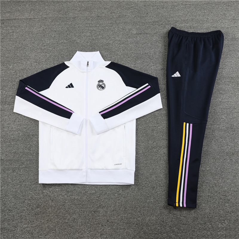 Real Madrid 23-24 Jacket Training Tracksuit - White - JerseysGala