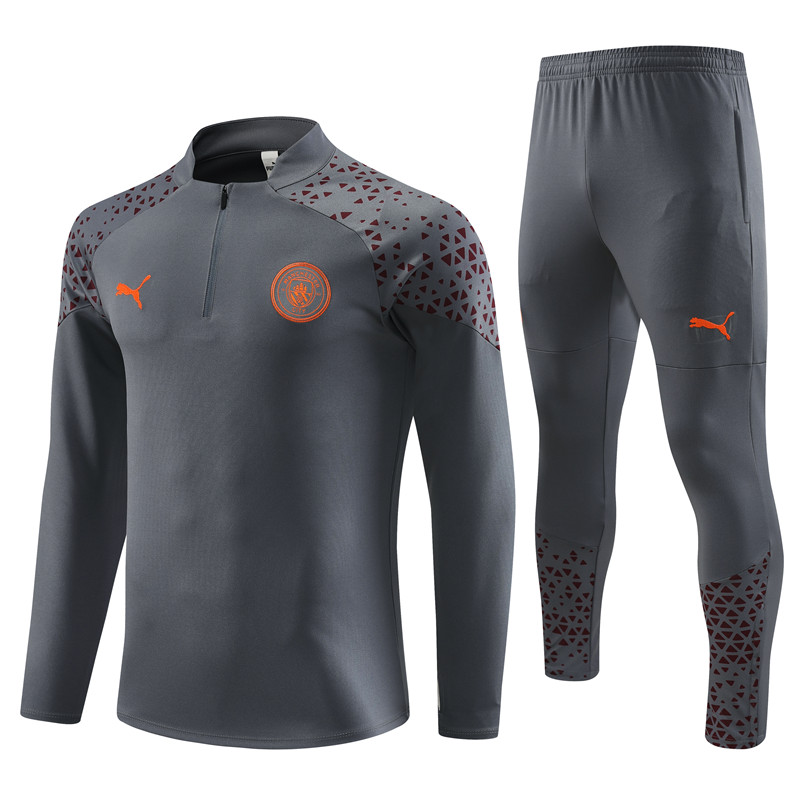Manchester City 23-24 Long Sleeve Training Set -Dark Grey - JerseysGala