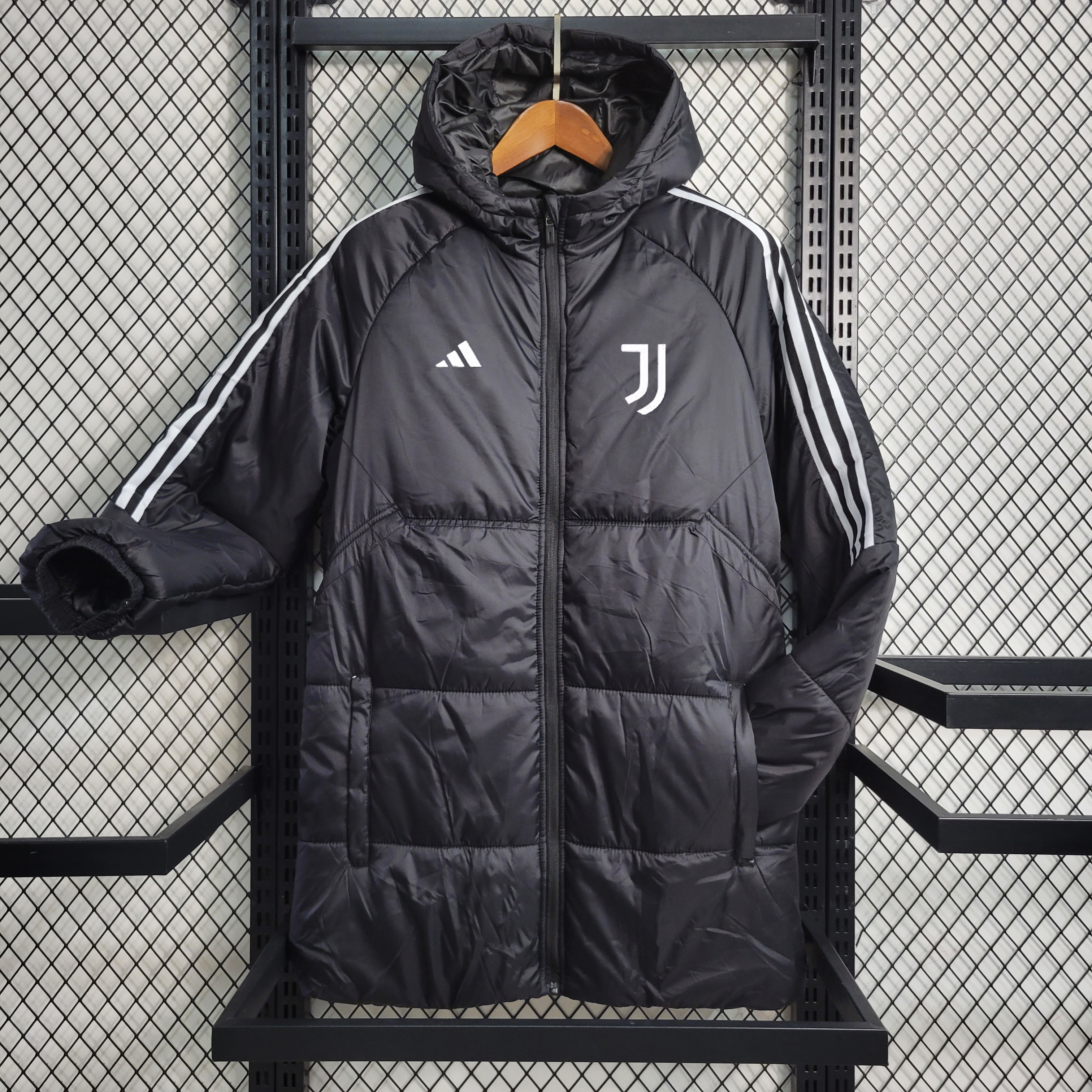 Juventus 23-24 Men's Hooded Thermal Cotton Jacket - Black - JerseysGala