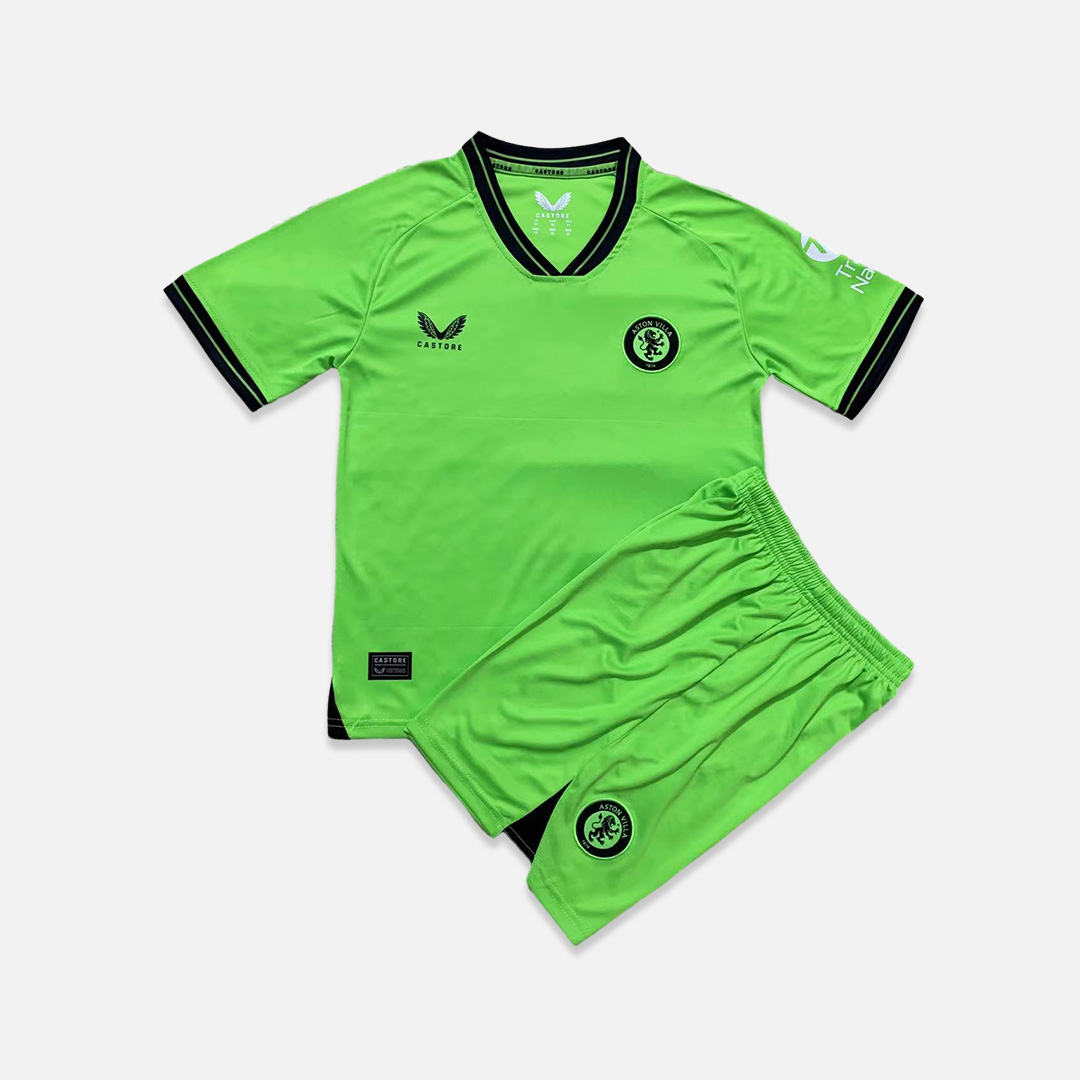 Aston Villa 23-24 Green Goalkeeper Kids Kit - JerseysGala