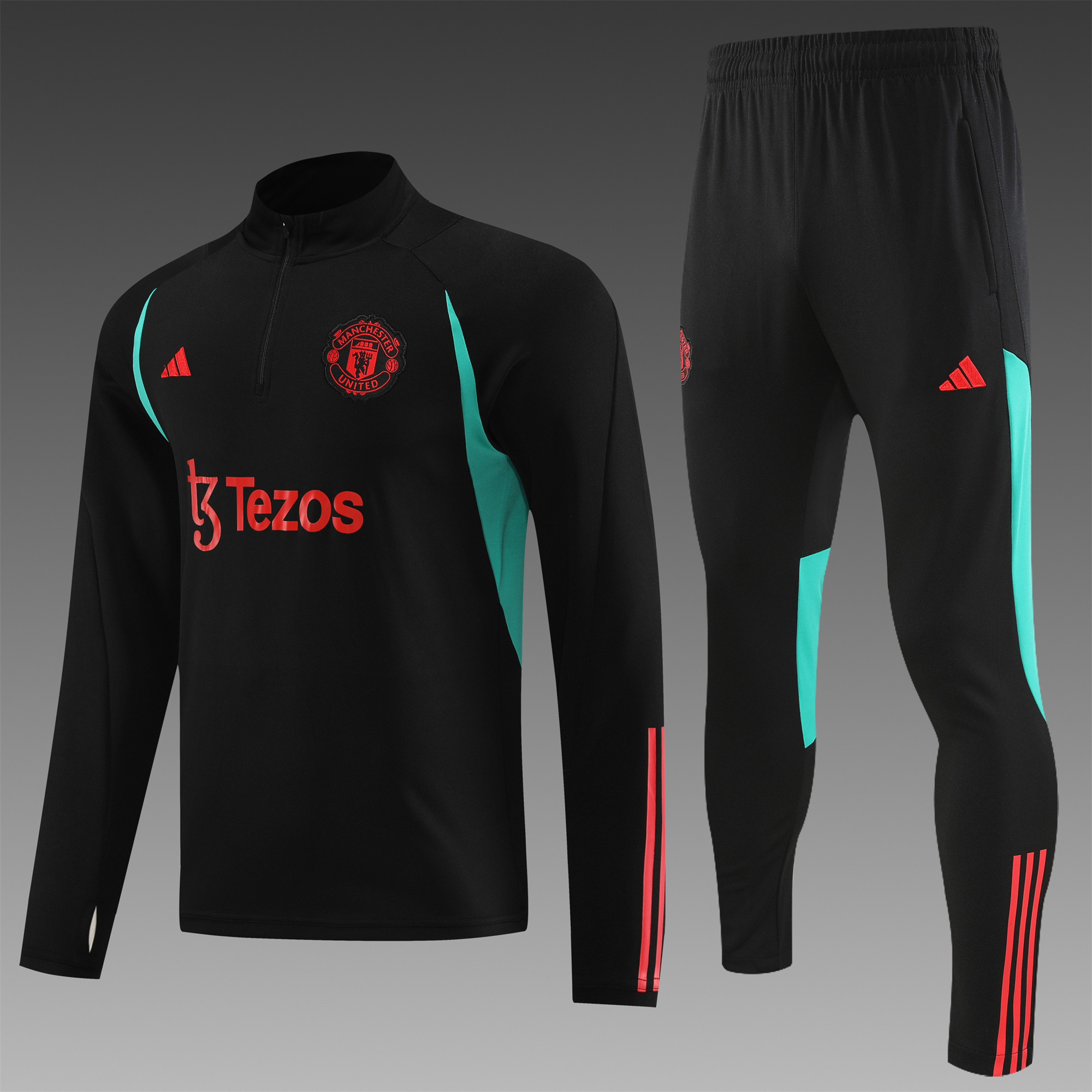 Manchester United 23-24 Long Sleeve Training Set Black - JerseysGala