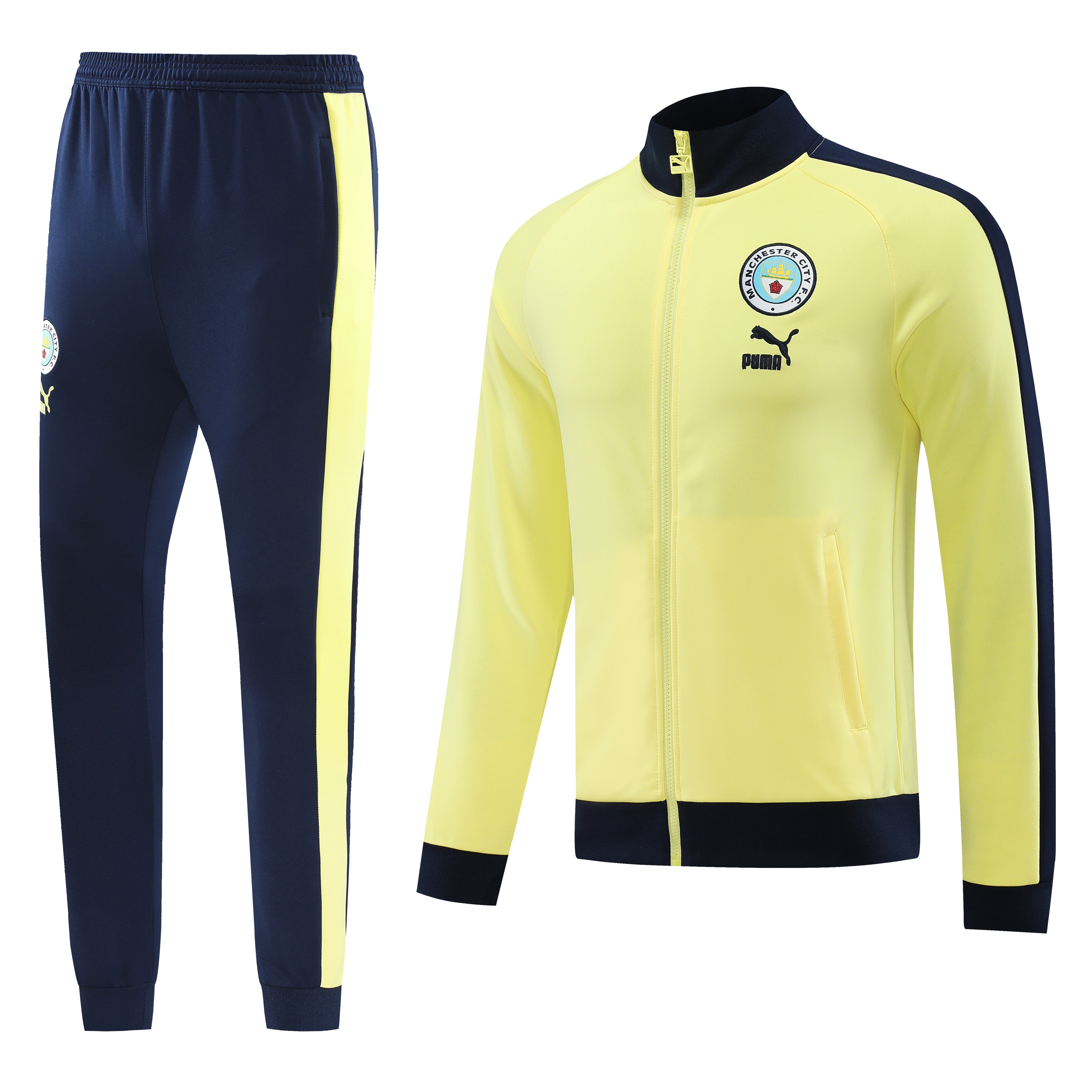 23-24 Manchester City Yellow Jacket Suit - JerseysGala