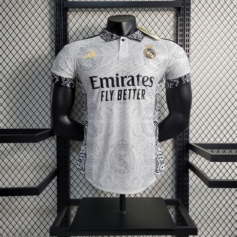 Real Madrid 23-24 White Black Jersey - Player Version - JerseysGala