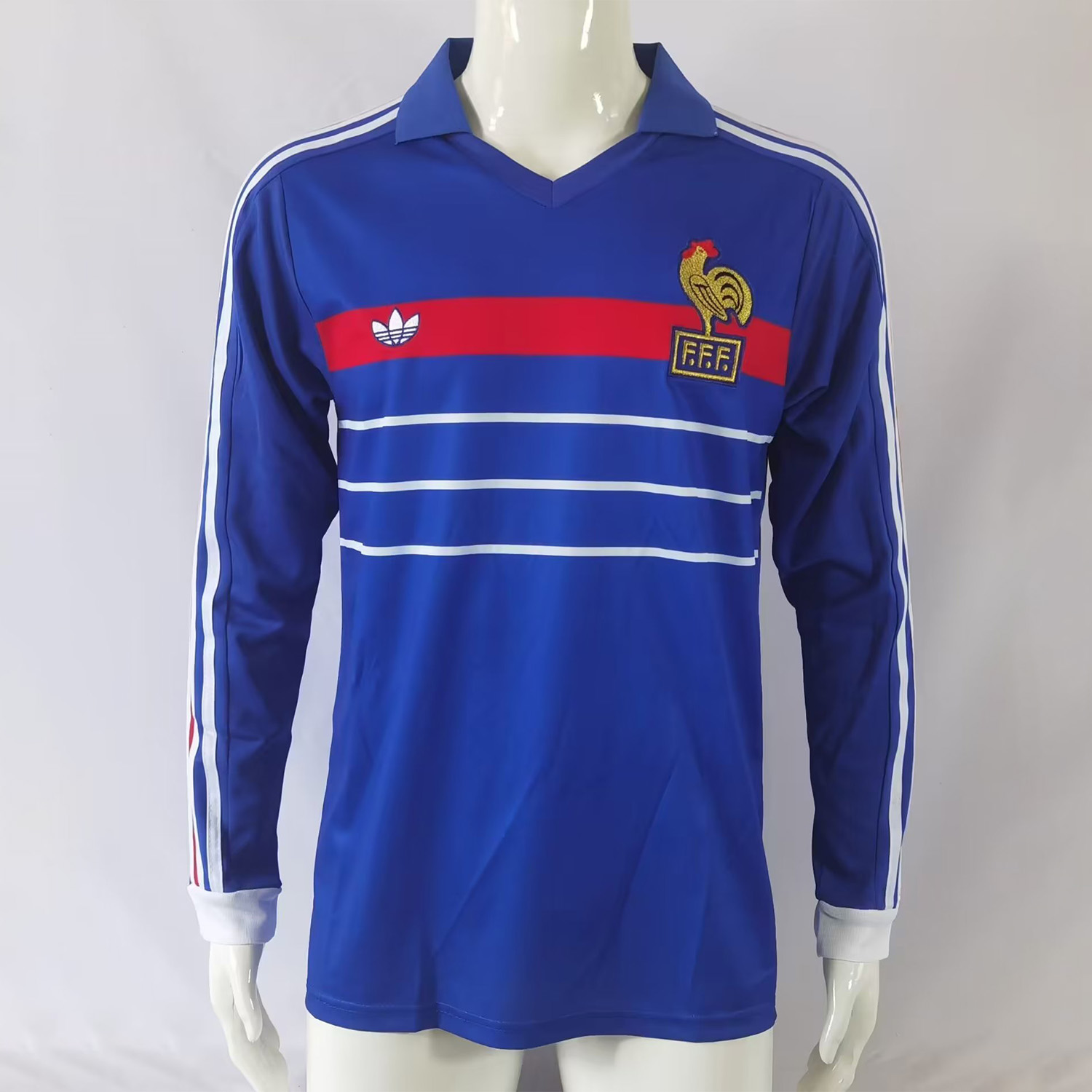 Retro France 1984 Home Stadium Long Sleeve Jersey - JerseysGala