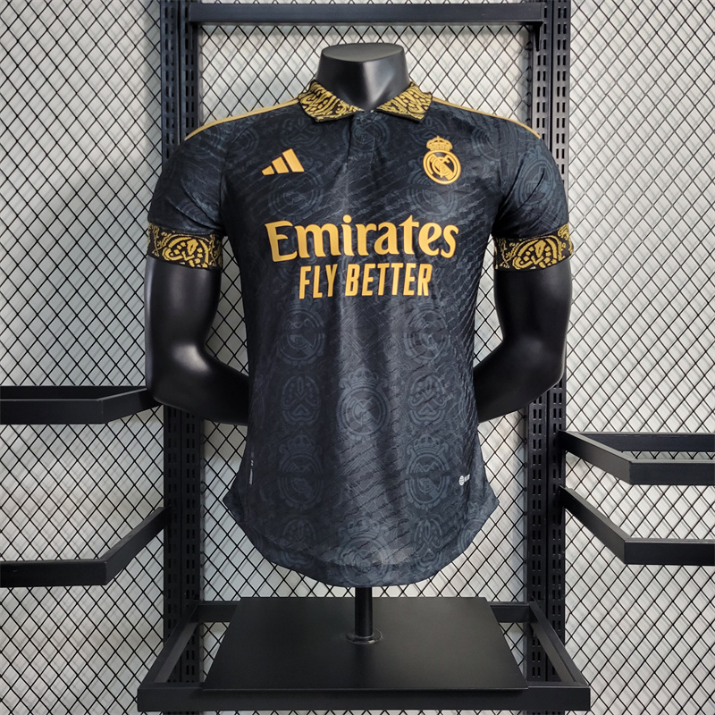 23/24 Real Madrid Away Stadium Jersey Black - Player Version - JerseysGala
