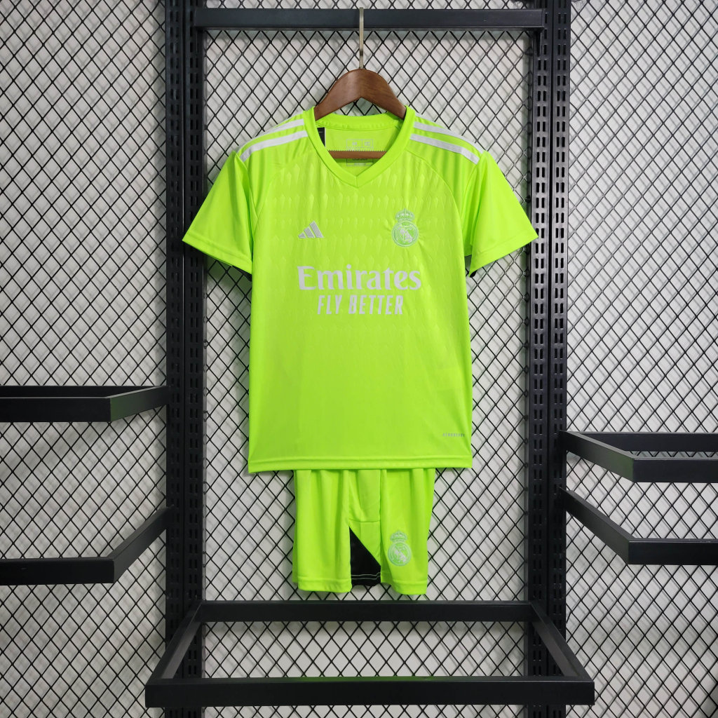 Real Madrid 23-24 Green Goalkeeper Kids Kit - JerseysGala