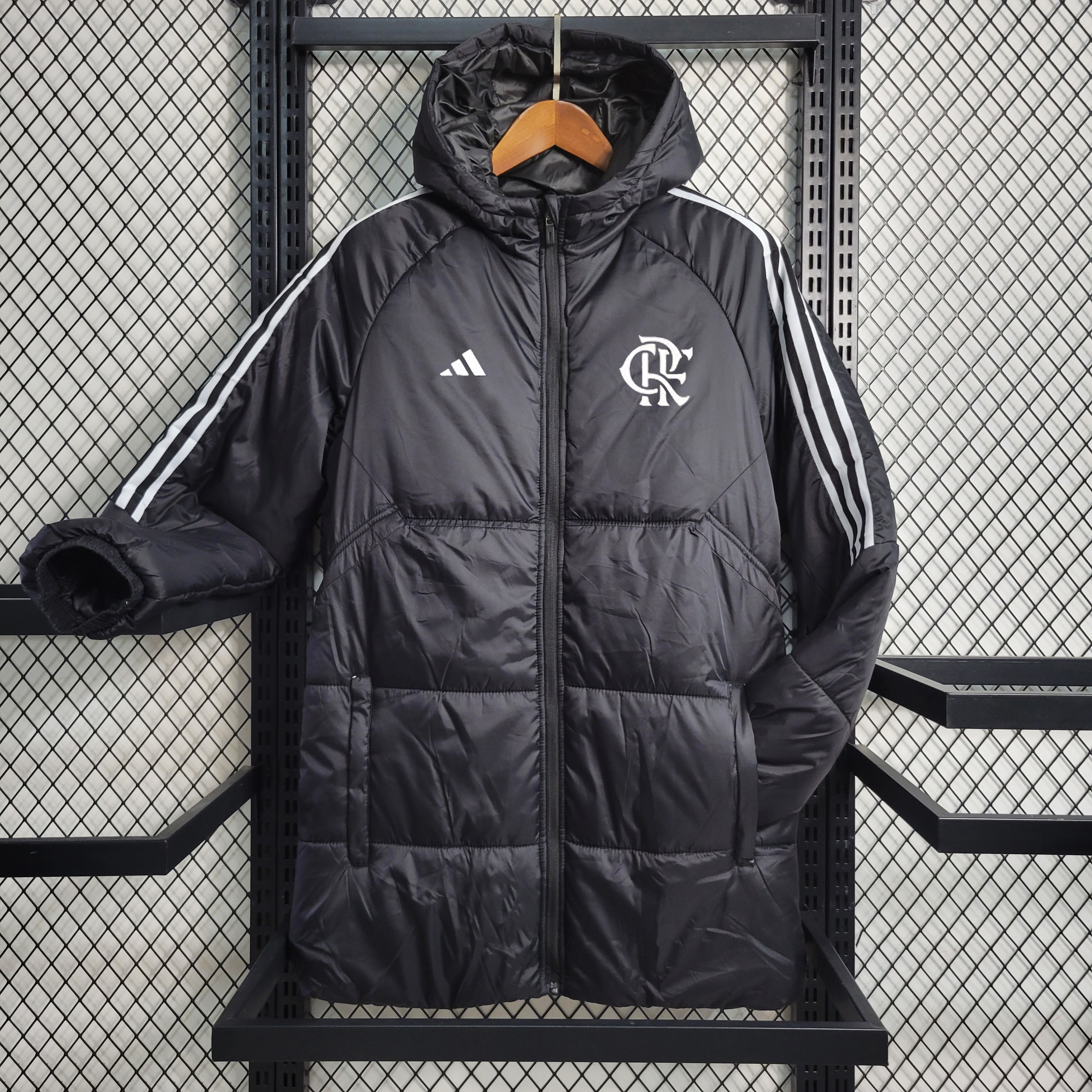 Flamengo 23-24 Men's Hooded Thermal Cotton Jacket - Black - JerseysGala
