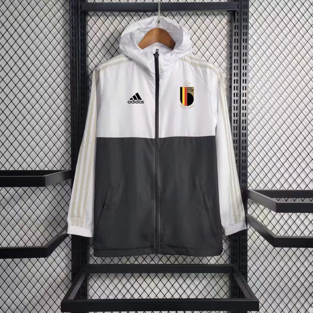 Belgium 23-24 Player Windbreaker Jacket - Black & White - JerseysGala