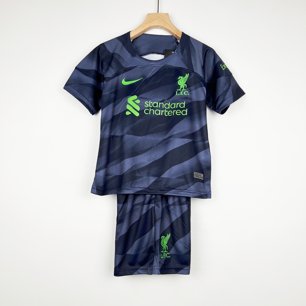 Liverpool 23-24 Black Goalkeeper Kids Kit - JerseysGala