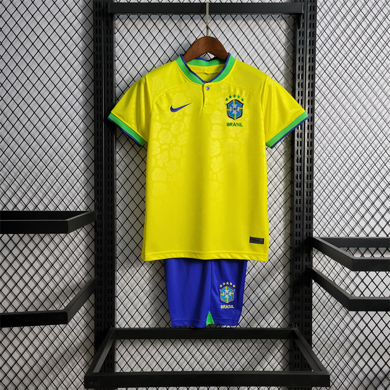 World Cup 2022 Brazil 22-23 Home Kids Kit - JerseysGala