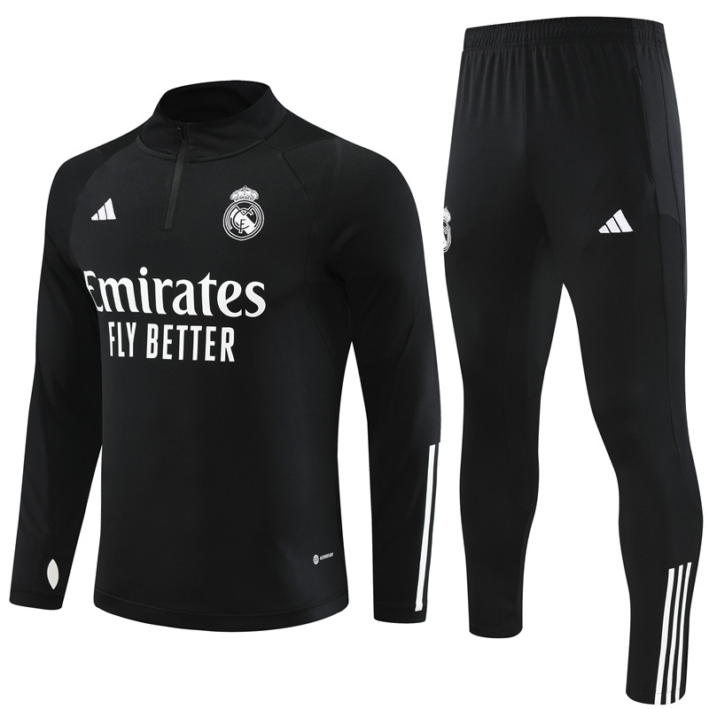 Real Madrid 23-24 Long Sleeve Training Set - Black - JerseysGala