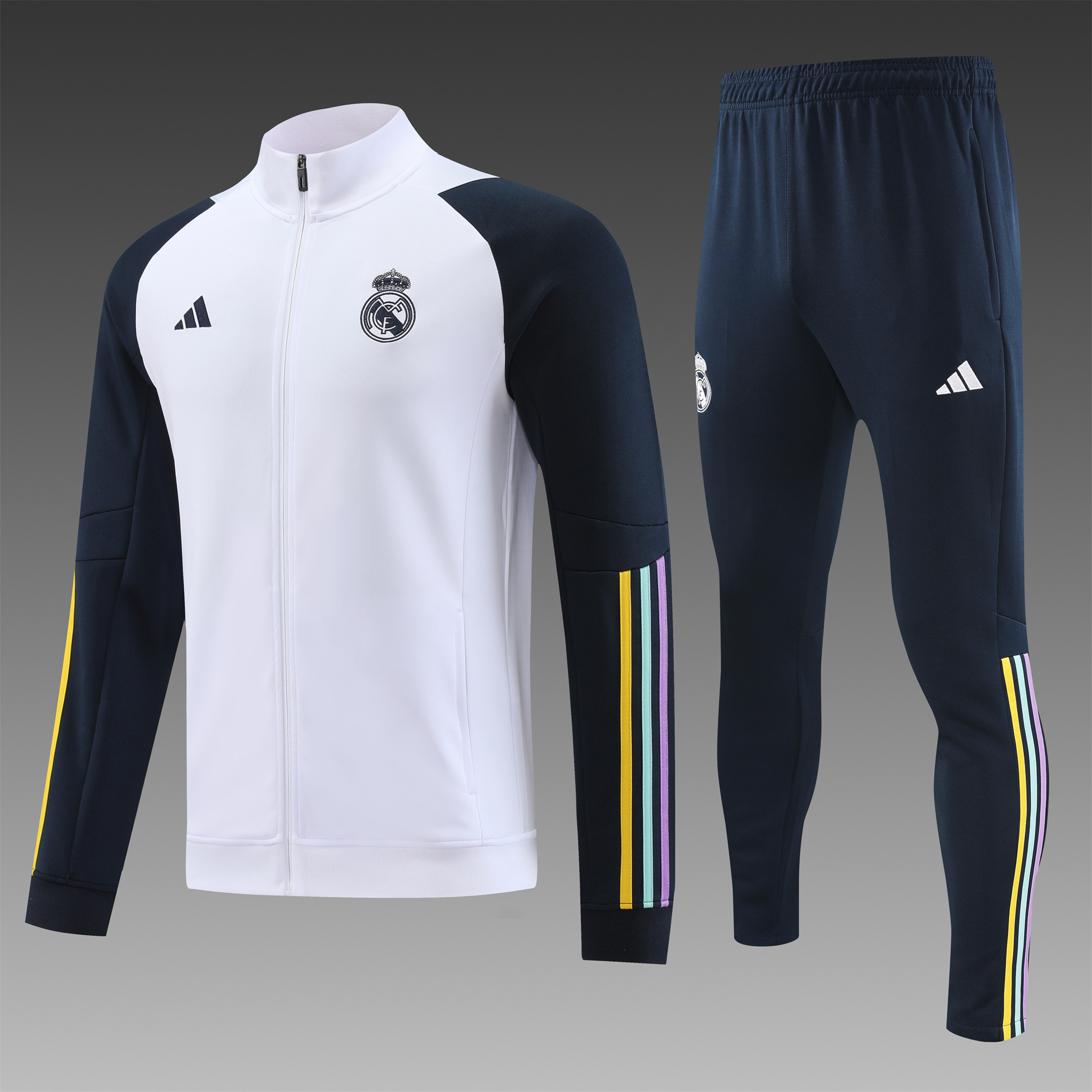 Real Madrid 23-24 Jacket Training Tracksuit White - JerseysGala