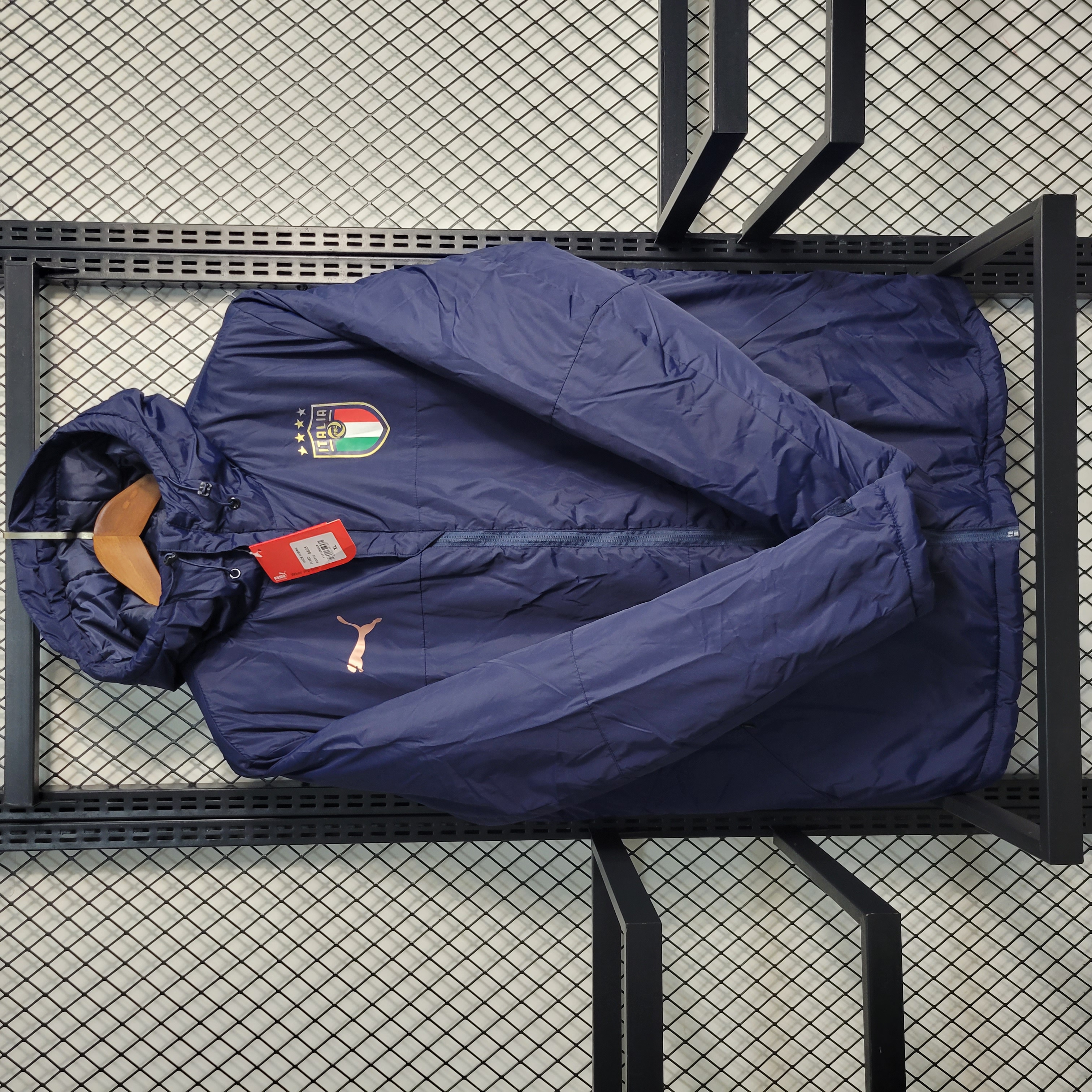 Italy 23-24 Men's Hooded Thermal Cotton Jacket - Blue - JerseysGala