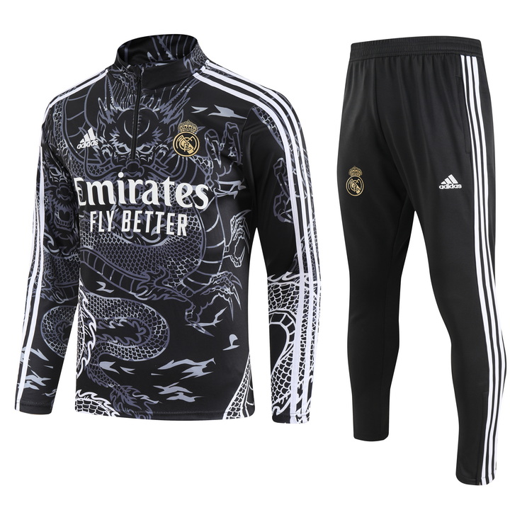 Real Madrid 23-24 Long Sleeve Training Set - Black Dragon - JerseysGala