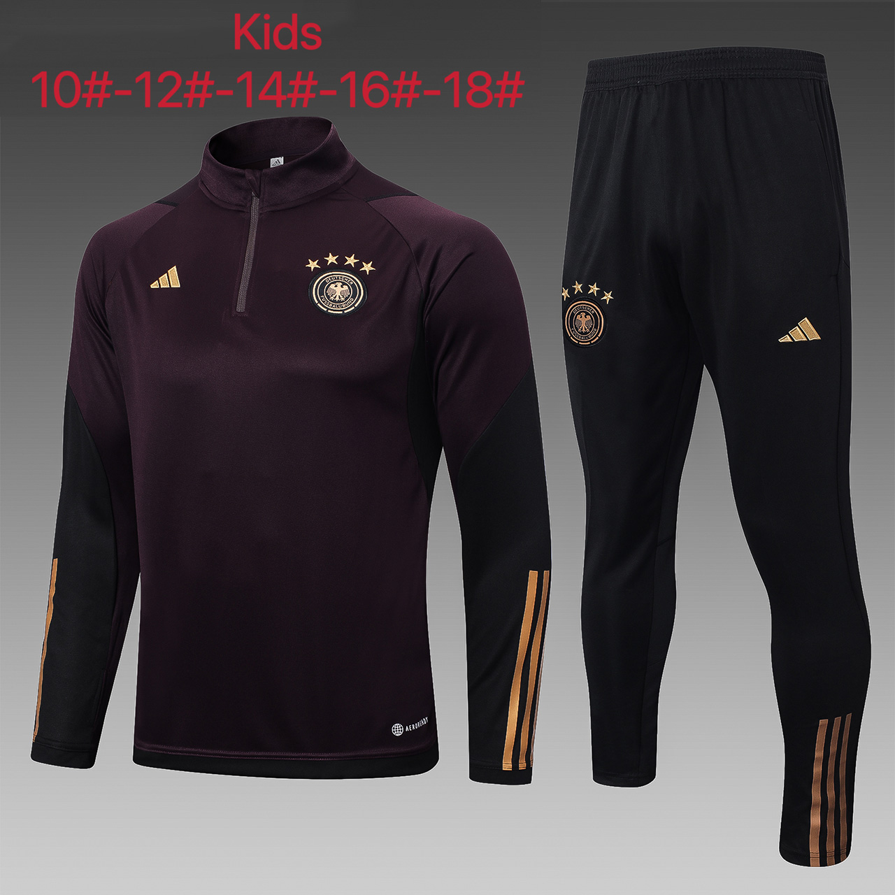 Germany 23-24 Kids Long Sleeve Training Set Deep Brown - JerseysGala