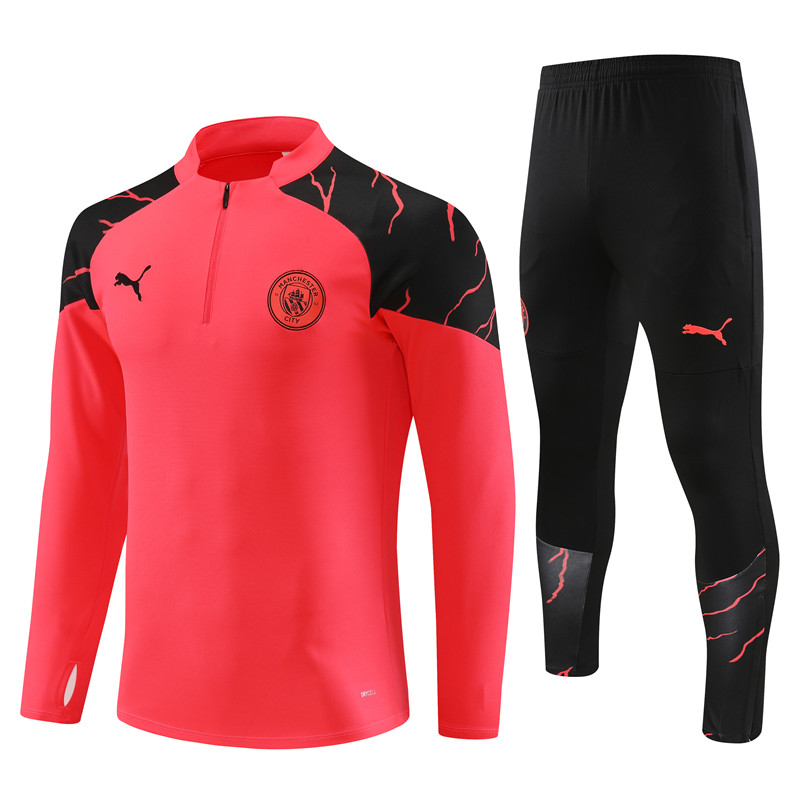 Manchester City 23-24 Long Sleeve Training Set - Orange Red - JerseysGala