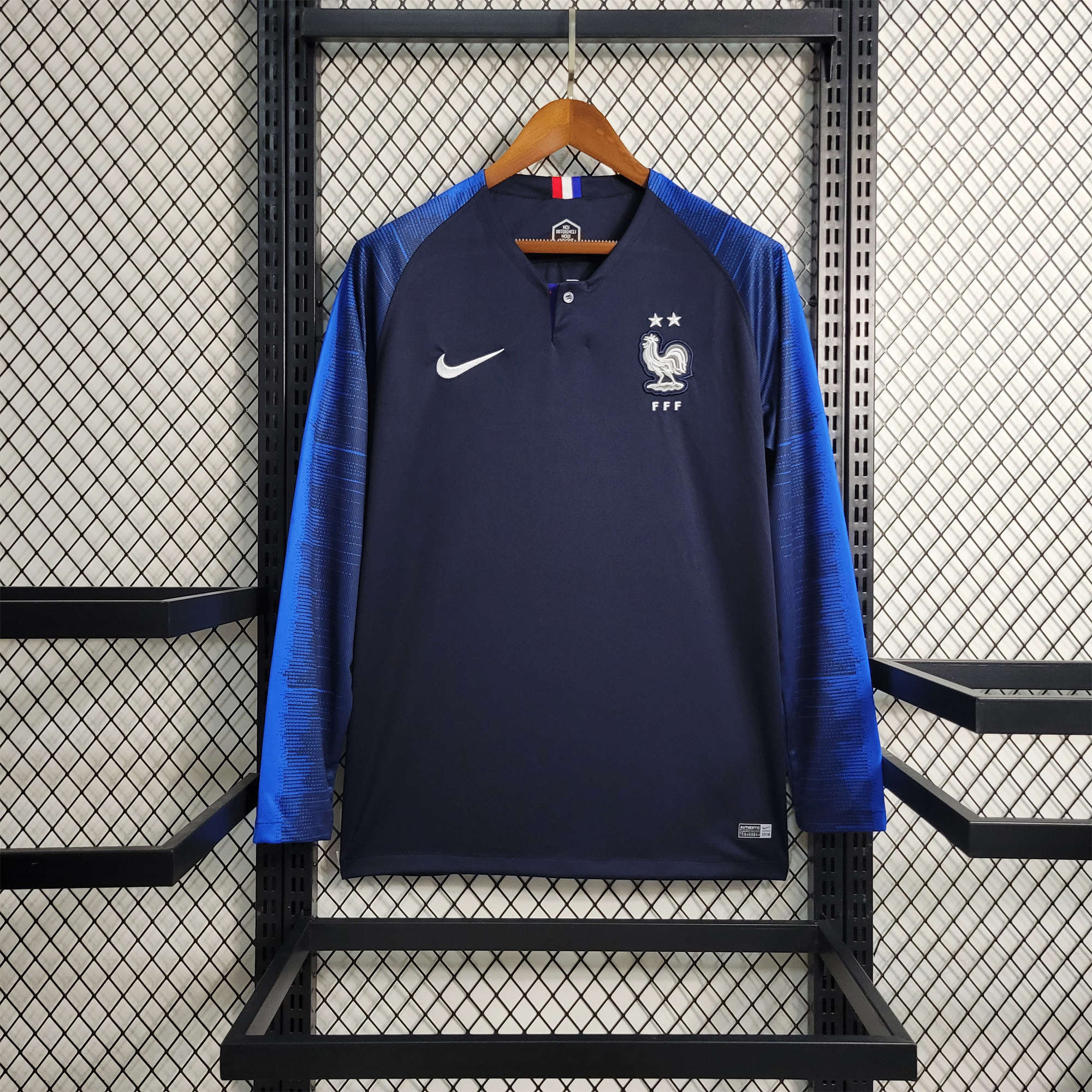 Retro France 2018 Home Stadium Long Sleeve Jersey - JerseysGala