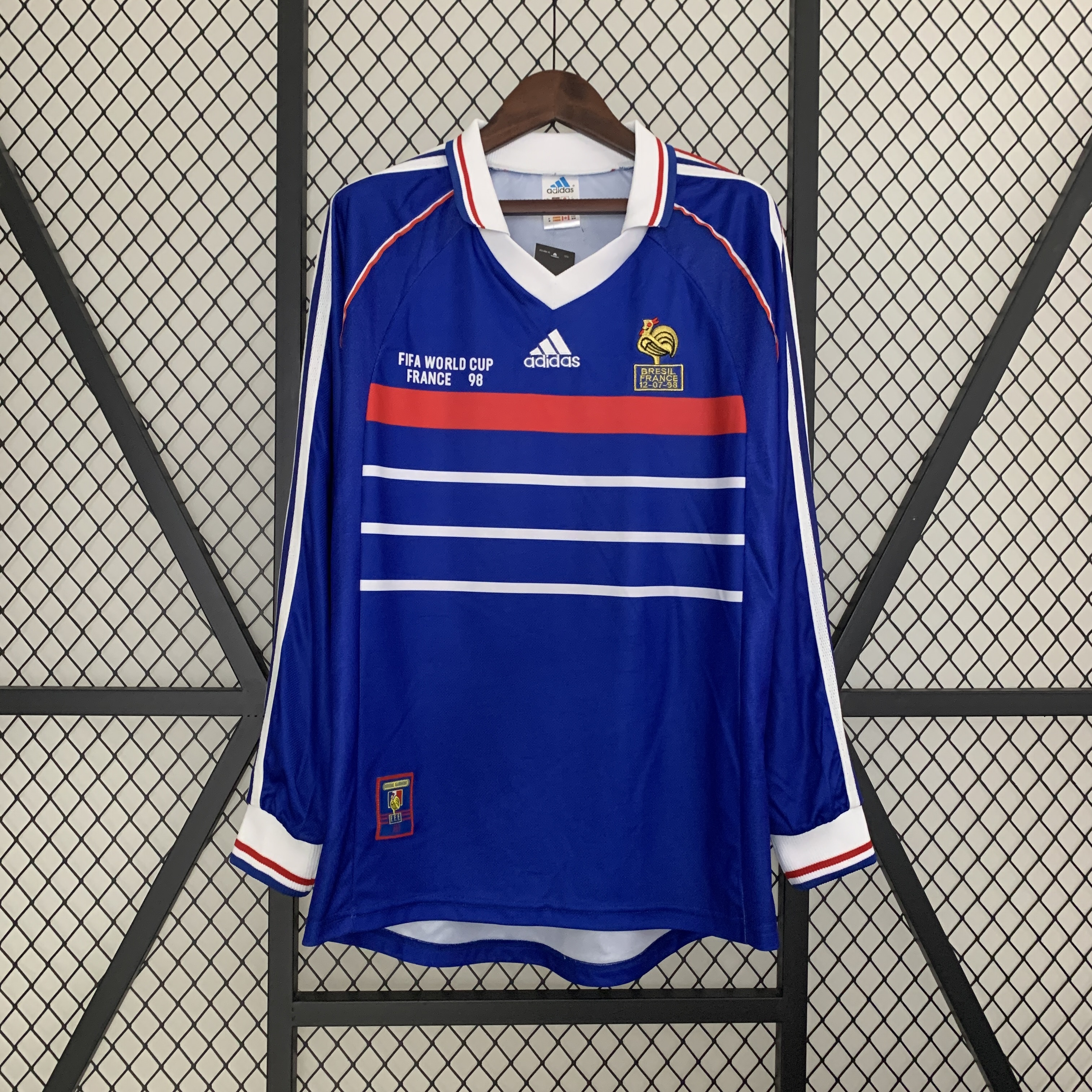 Retro France 1998 Home Stadium Long Sleeve Jersey - JerseysGala