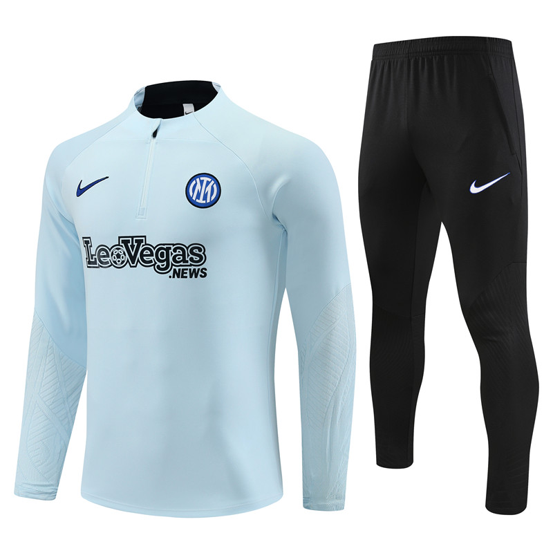 Inter Milan 23-24 Kids Long Sleeve Training Set Light Grey - JerseysGala