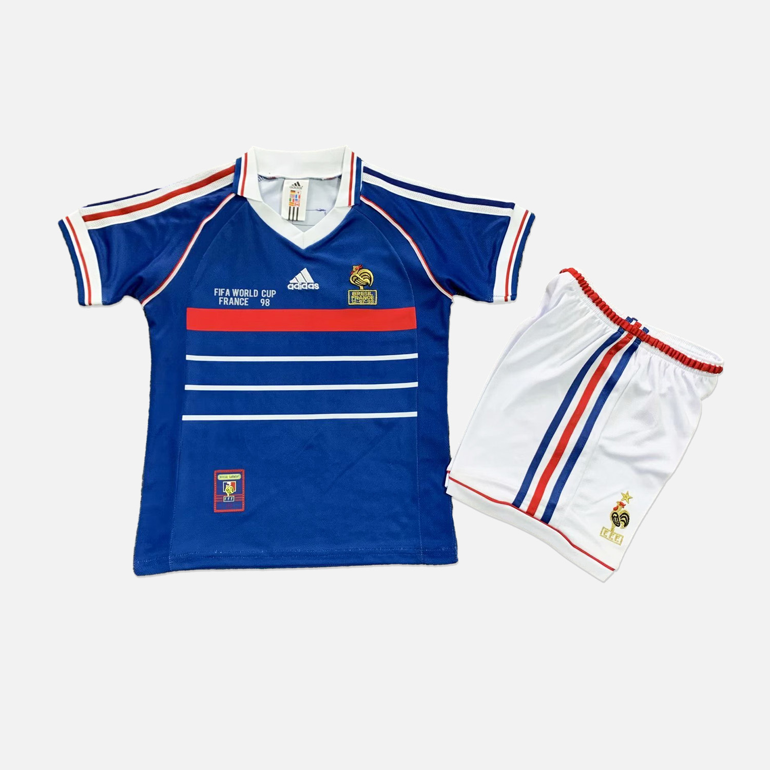 Retro France 1998 Home Stadium Kids Kit - JerseysGala