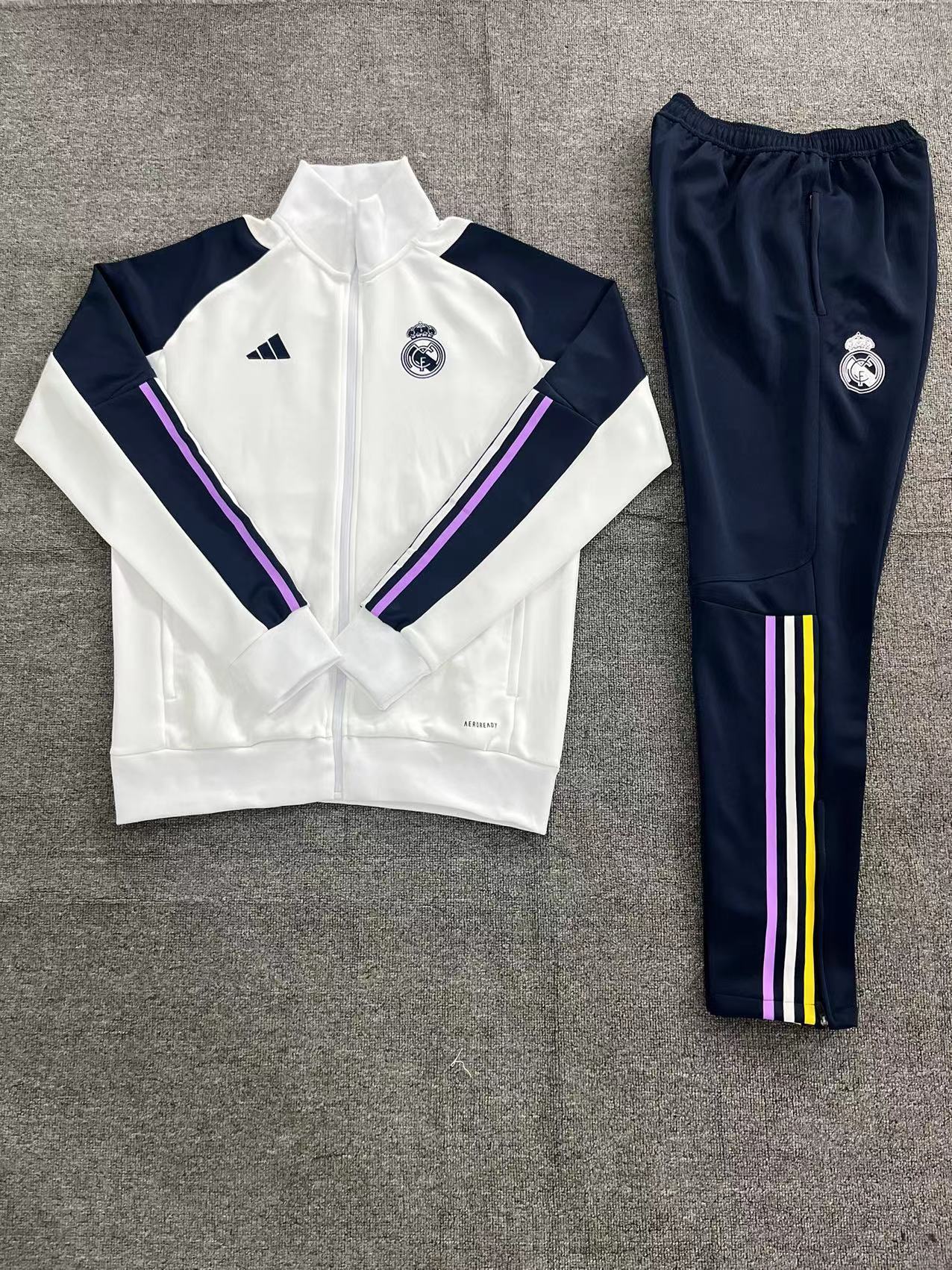 Real Madrid 23-24 Kids Jacket Training Tracksuit - White - JerseysGala