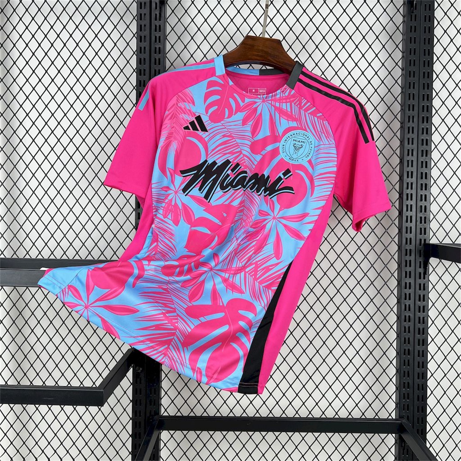INT M.A.M 25-26 Pink & Blue Coconut Tree Leaves Jersey - Fans Version - JerseysGala