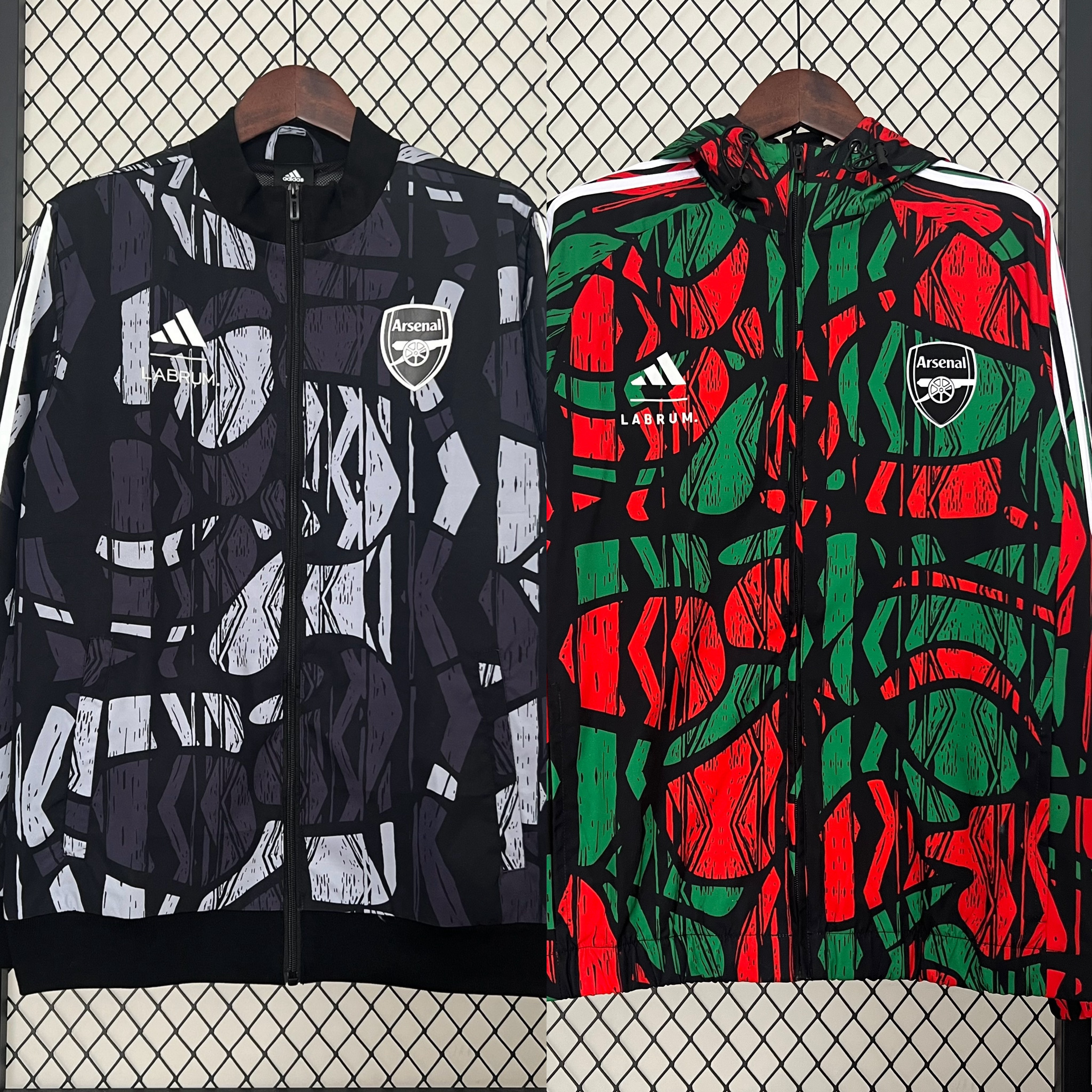 Arsenal 24-25 Double Sided Reversible Windbreaker - Black & Red - JerseysGala