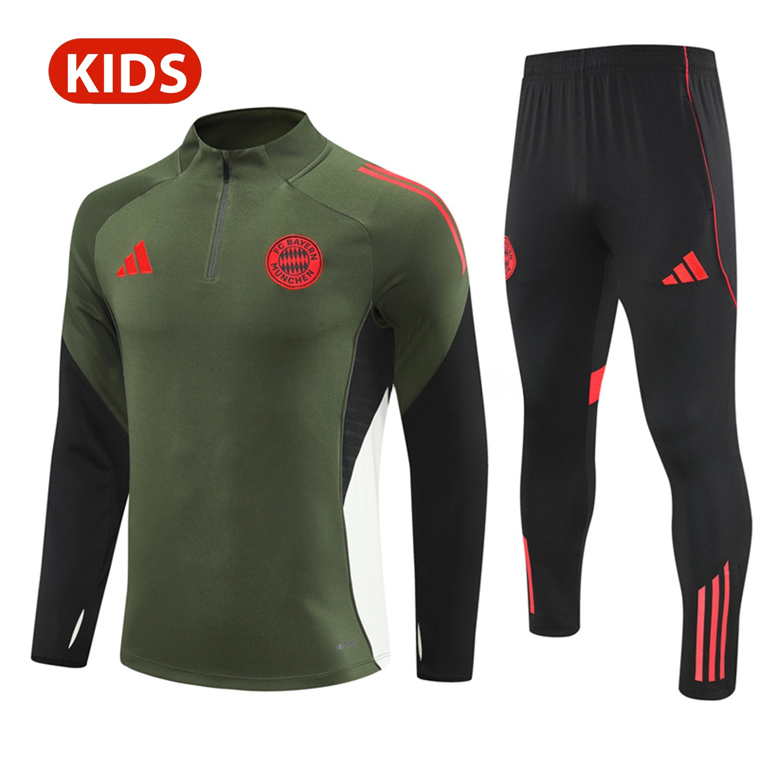 Bayern Munich 25-26 Kid Long Sleeves Training Set - Green Top & Black Pants - JerseysGala