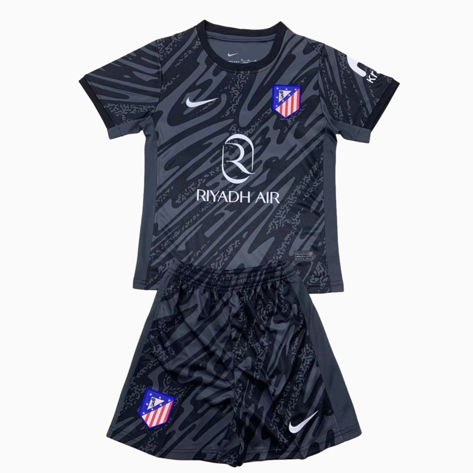 Atletico Madrid 24-25 Black Gray Goalkeeper Kids Kit - JerseysGala