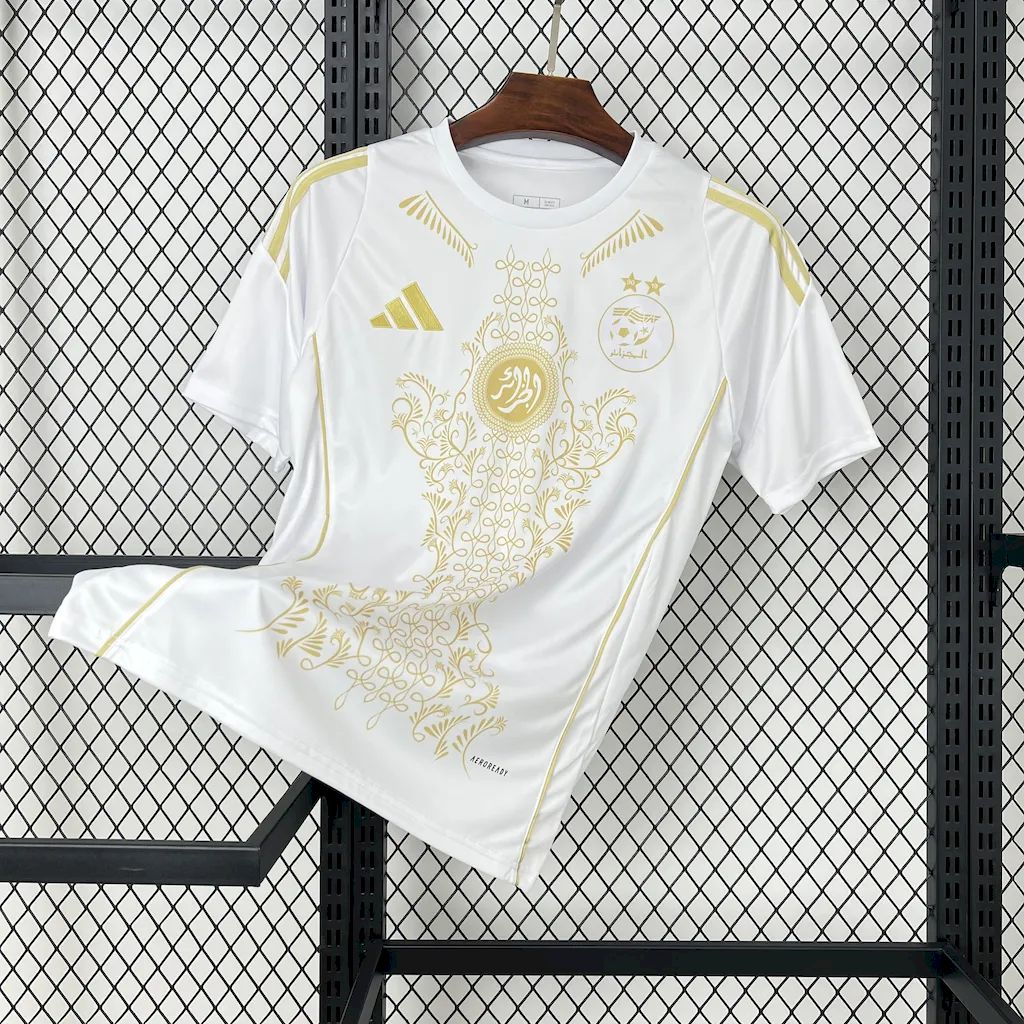 Algeria 2024-25 White Gold Supporter Jersey - Fans Version - JerseysGala