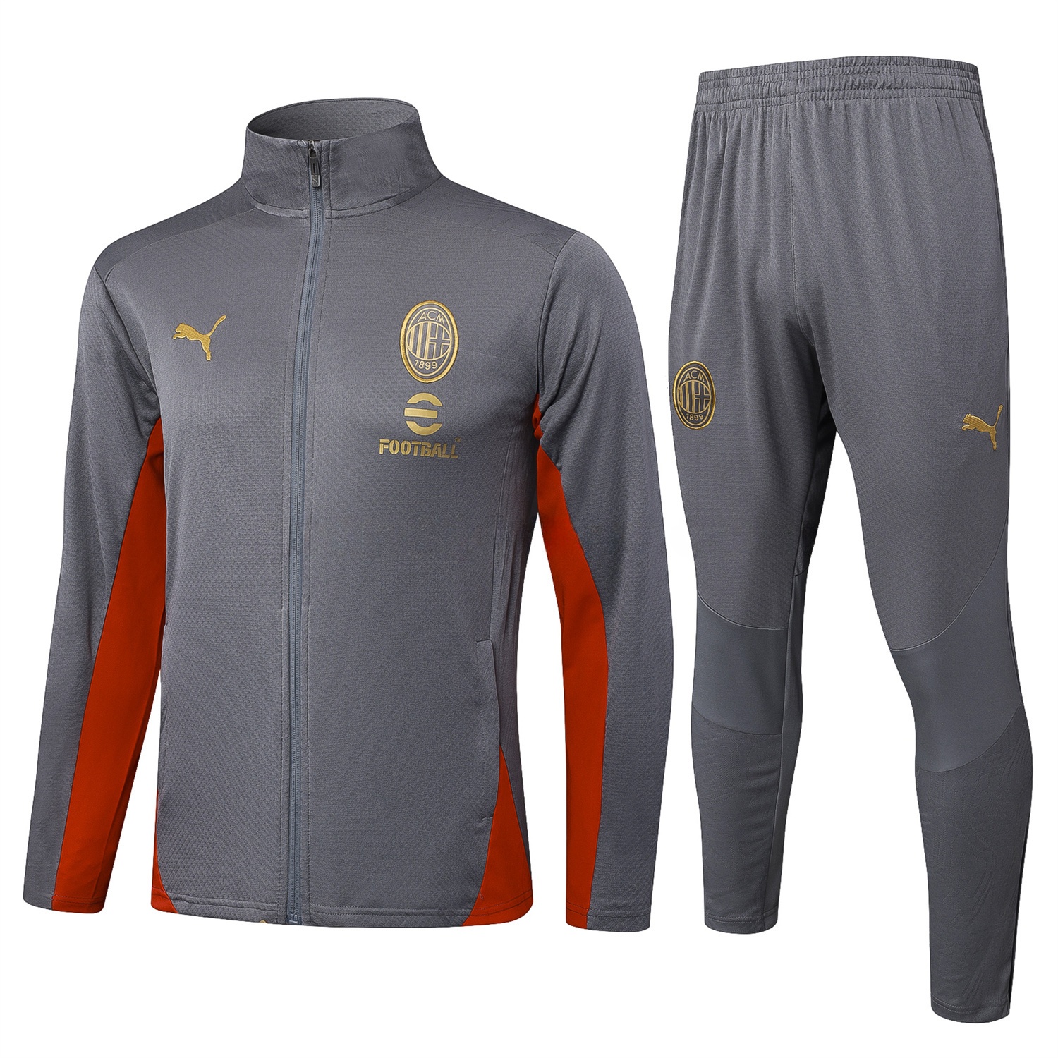 AC Milan 25-26 Jacket Training Tracksuit - Grey top & Grey Pants - JerseysGala