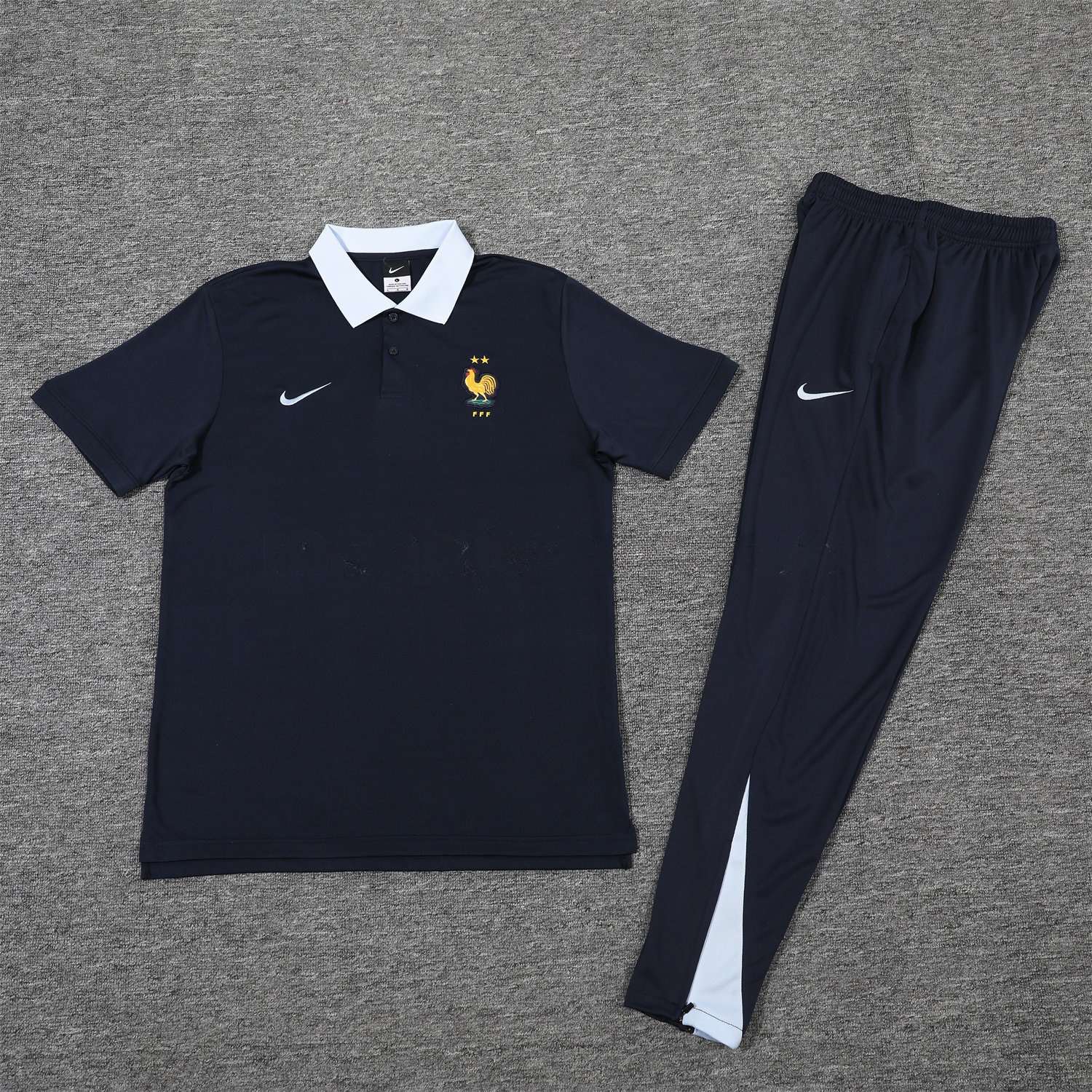 France 25-26 POLO Short-Sleeve Training Set - Deep Blue Top and Pants - JerseysGala