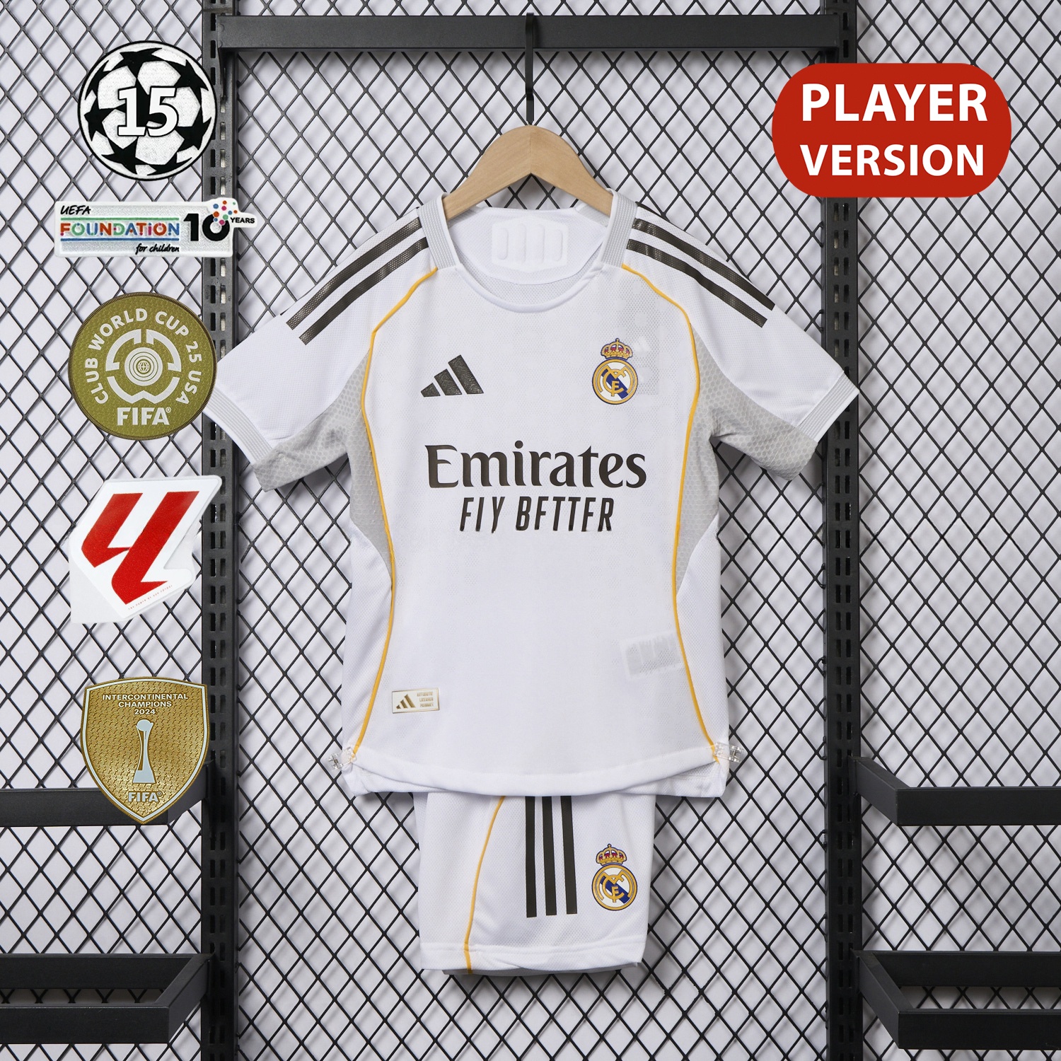 Real Madrid 25-26 Home White Kids Kit - Player Version - JerseysGala