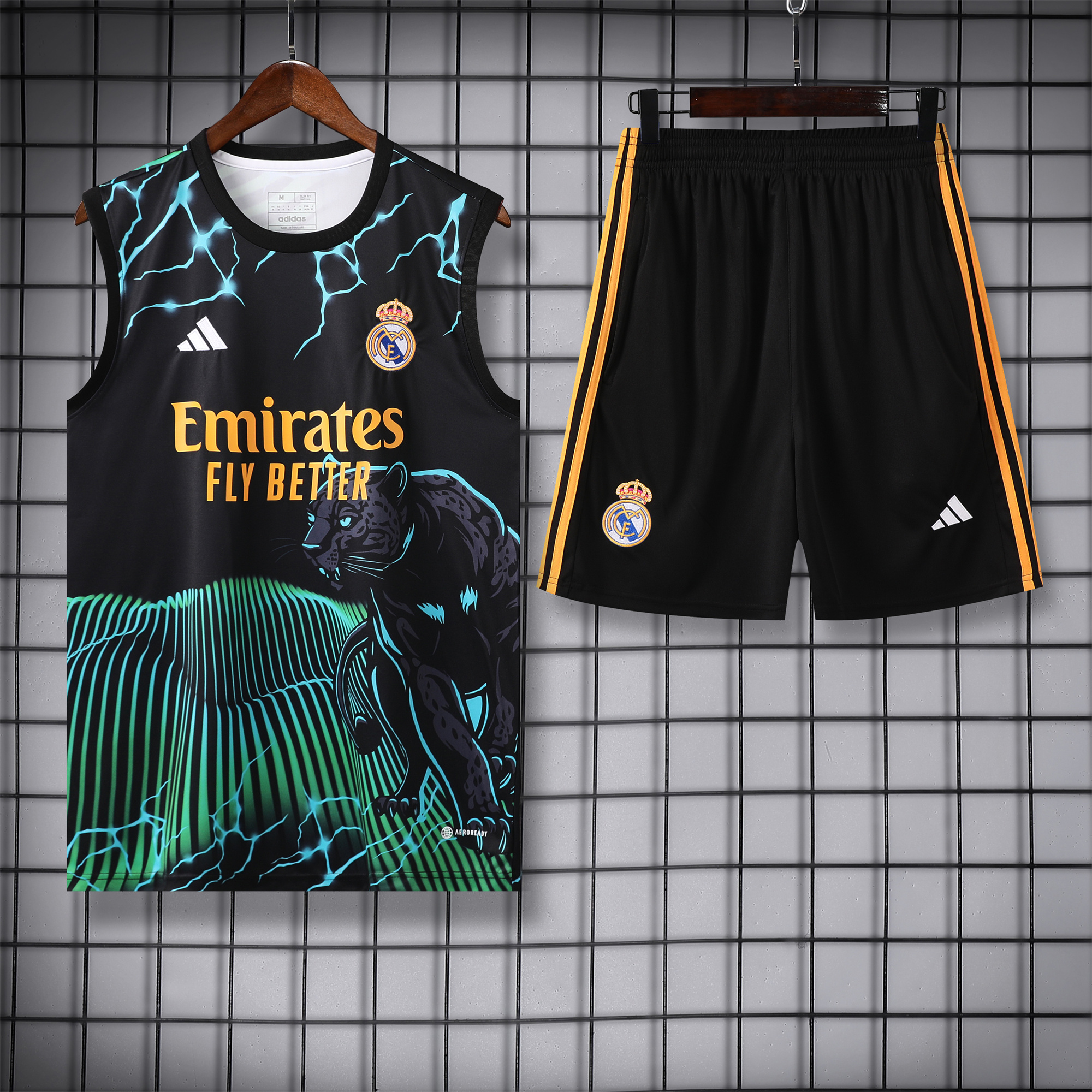 Real Madrid 24-25 Vest Training Set - Green & Black Leopard - JerseysGala