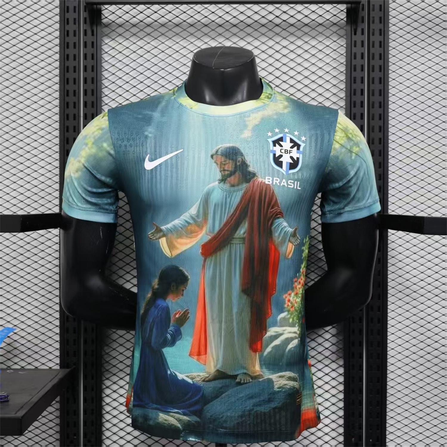 Brazil 25-26 Praying to Jesus Special Green Jersey - Player Version - JerseysGala