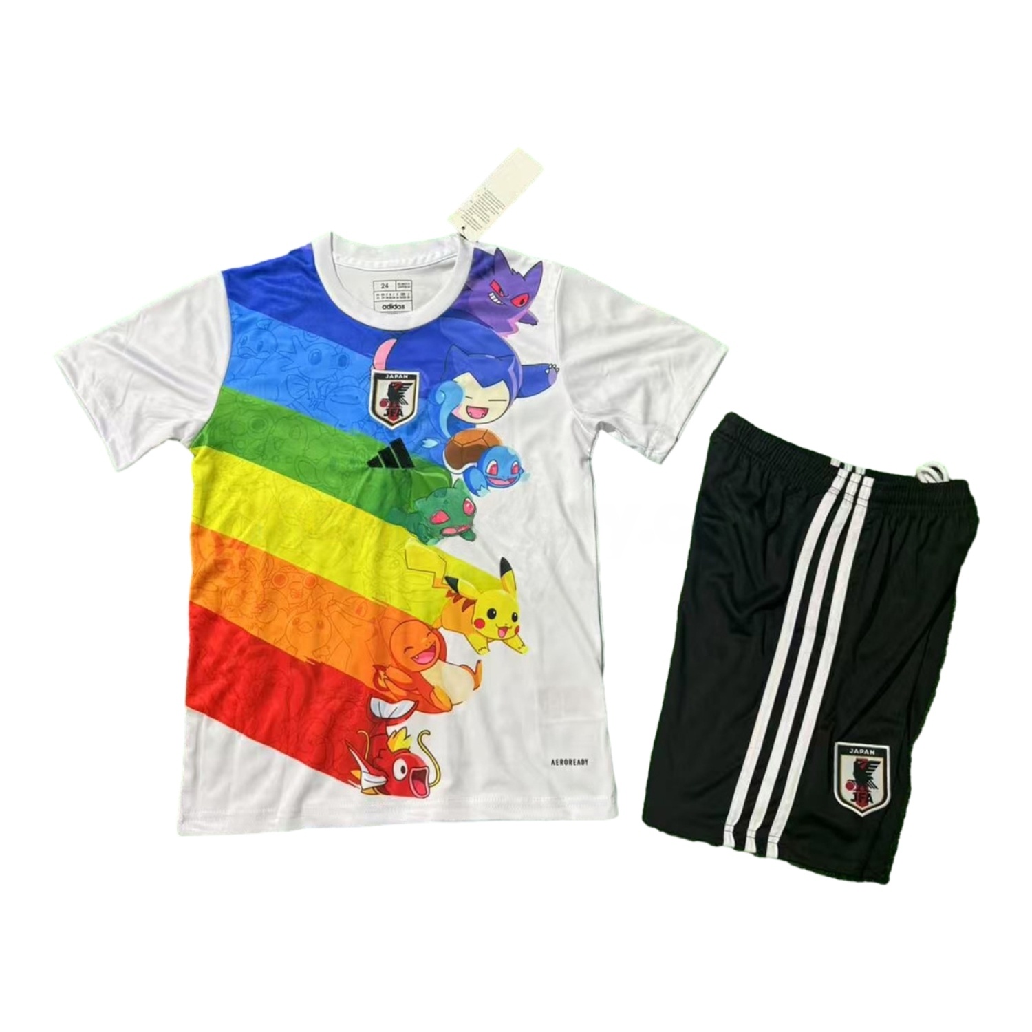 Japan 25-26 Pokemon Rainbow White Kids Kit - JerseysGala