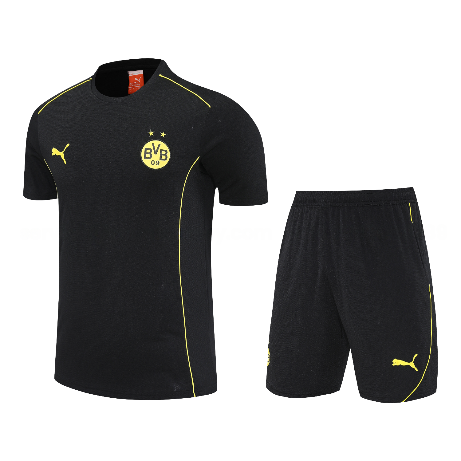 Dortmund 25-26 Short-Sleeve Training Set - Black Top & Black Shorts - JerseysGala