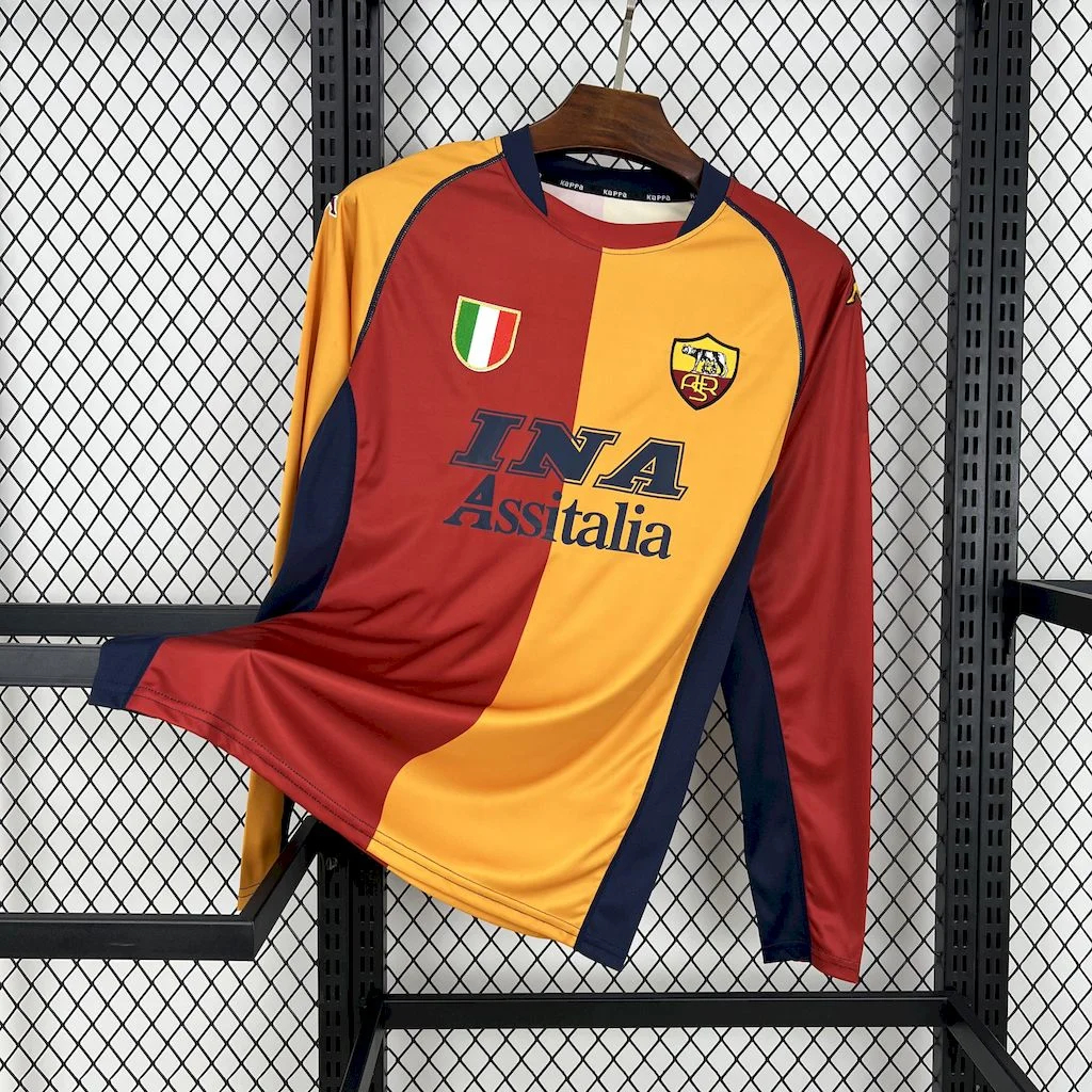 Retro Roma 2001-02 Home Long Sleeves Jersey - JerseysGala