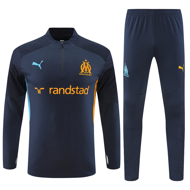 Marseille 24-25 Kids Long Sleeve Training Set - Royal Blue - JerseysGala