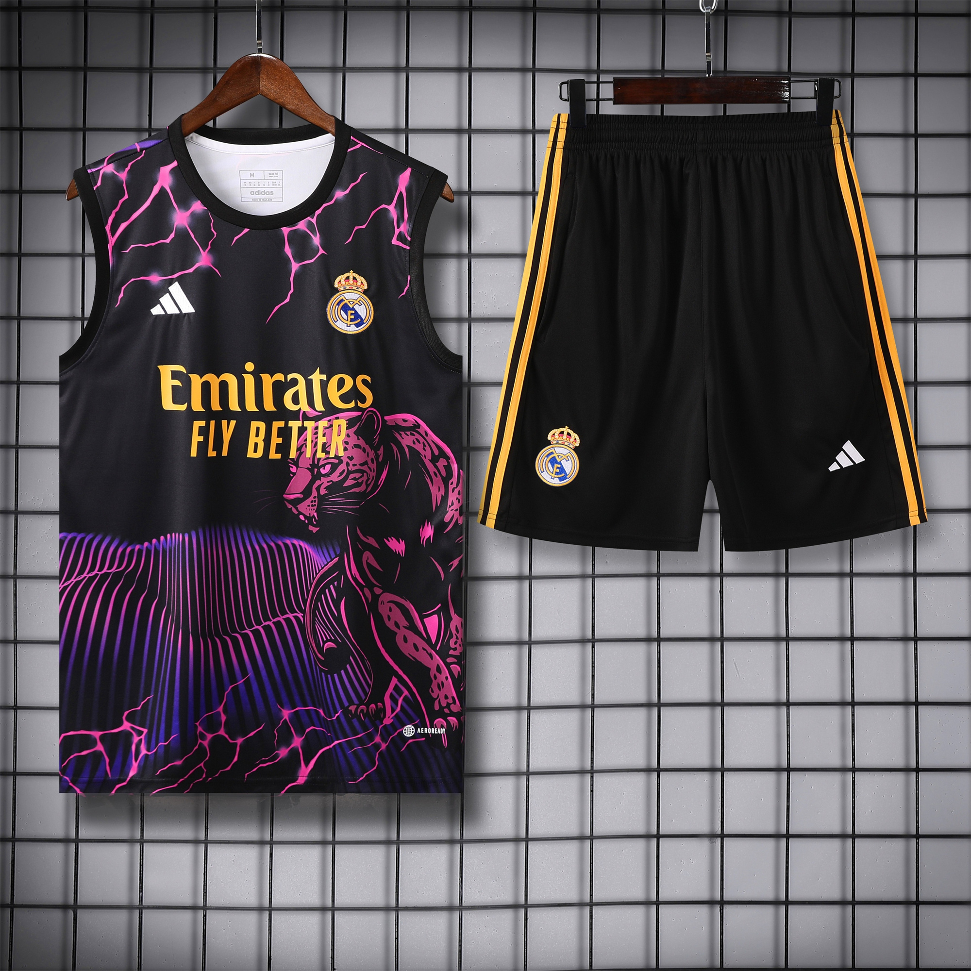 Real Madrid 24-25 Vest Training Set - Purple & Black Leopard - JerseysGala