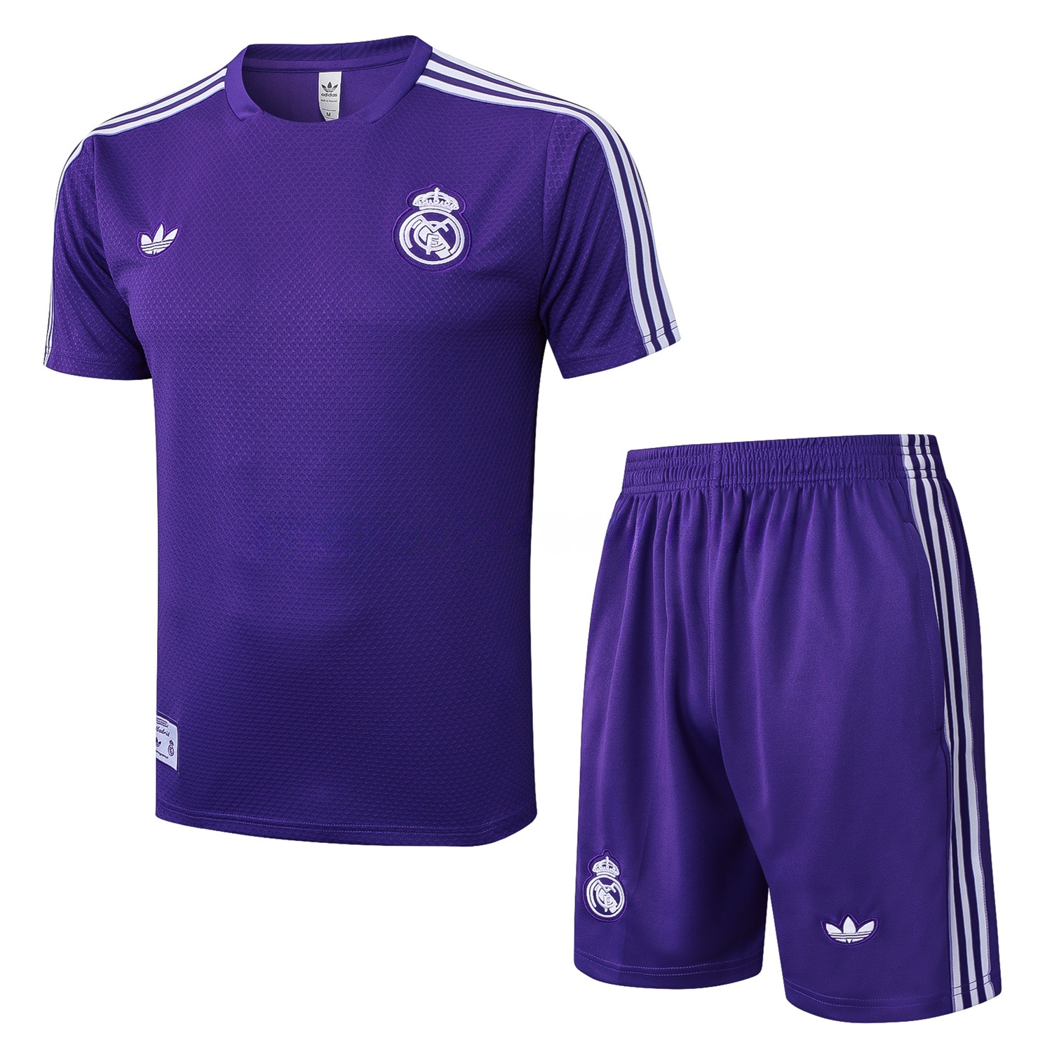 Real Madrid 25-26 Throwback Trefoil Short-Sleeve Training Set - Purple - JerseysGala