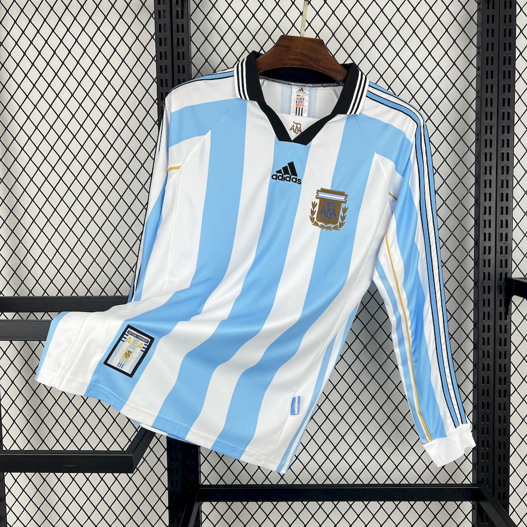Retro Argentina 1998 Home Long Sleeves Jersey - JerseysGala