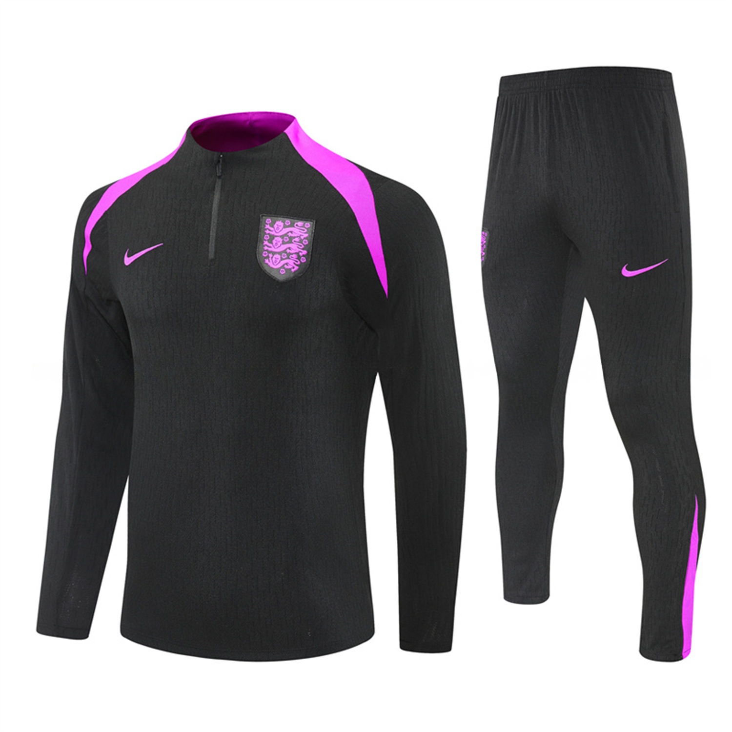 England 25-26 Long Sleeve Training Set - Player Version - Black Top and Pants - JerseysGala