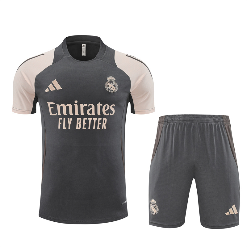 Real Madrid 24-25 Kids Short-Sleeve Training Set - Deep Grey - JerseysGala