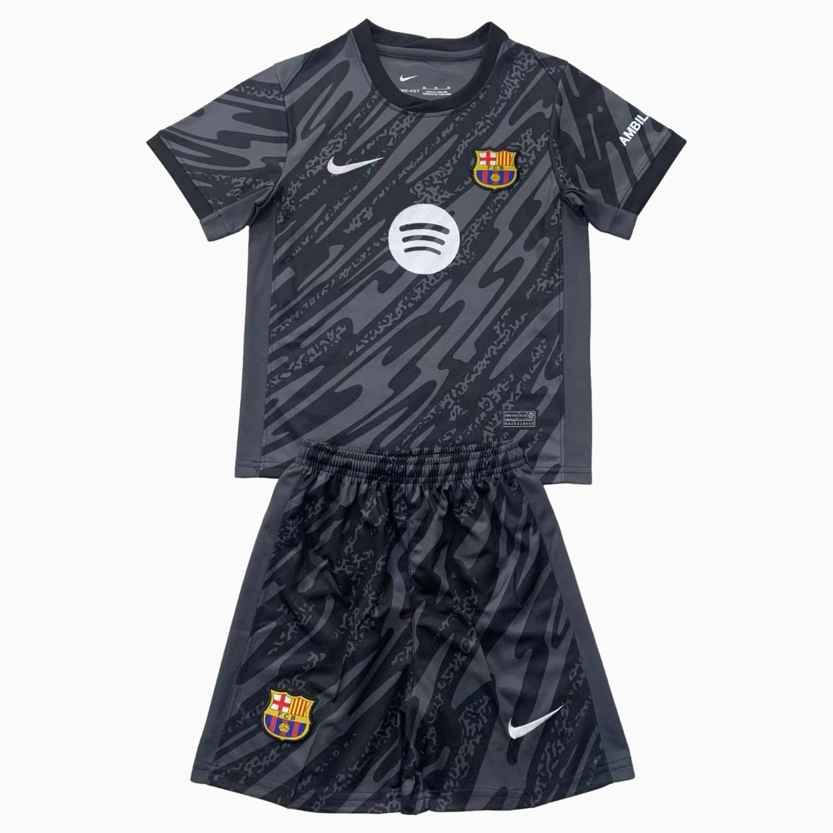 B.A.R.S.A 24-25 Black Goalkeeper Kids Kit - JerseysGala
