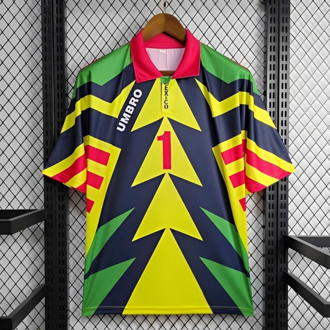 Retro Mexico 1994 Goalkeeper Red Yellow Jersey - JerseysGala