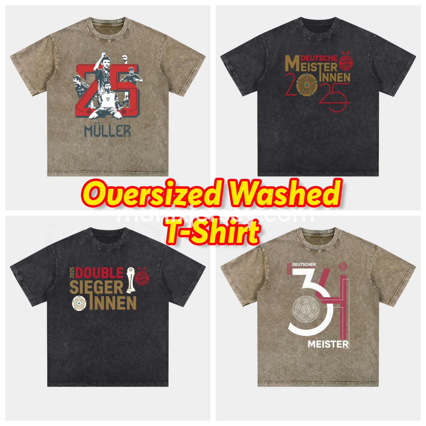 Bayern Munich Bundesliga Champions Deutscher Meister 2025 Oversized Washed T-Shirt - JerseysGala
