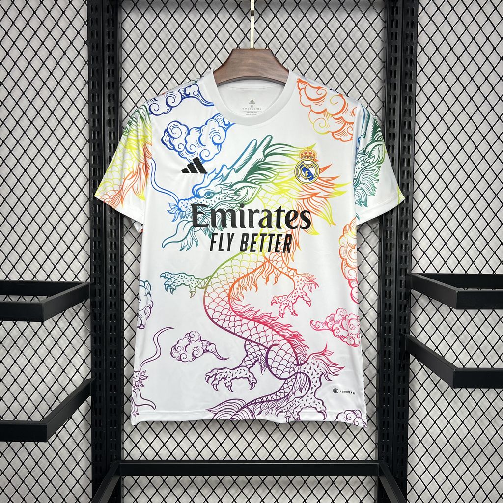 Real Madrid 24-25 White Colorful Dragon Speical Jersey - Fans Version - JerseysGala