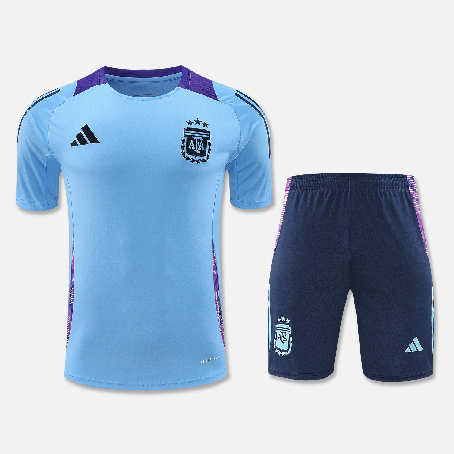 Argentina 24-25 Short-Sleeve Training Set - Blue Top & Deep Blue Shorts - JerseysGala