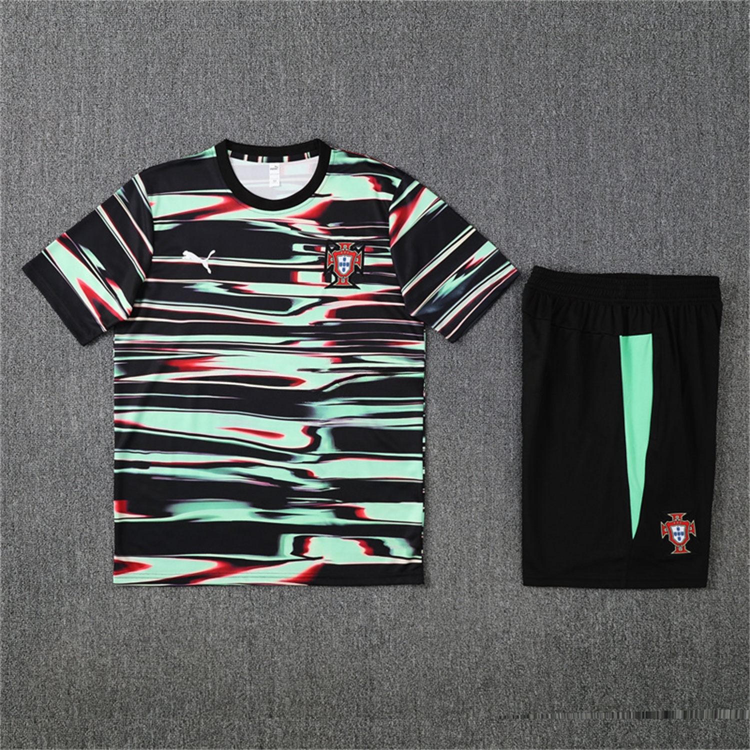 Portugal 25-26 Short-Sleeve Training Set - Camouflage top & Black Shorts - JerseysGala